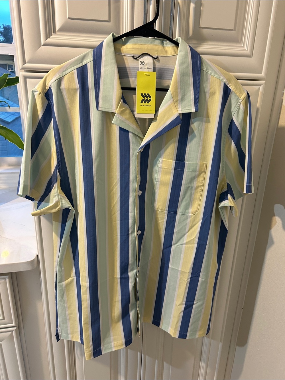 Casual Striped Short-Sleeve Shirt - Blue & Yellow
